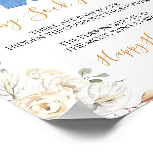 Jongenskleding Pompoen Baby shower Baby Sock Hunt Poster (Hoek)