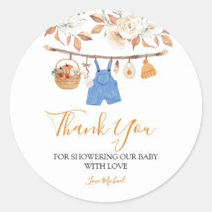 Jongenskleding Pompoen Herfst Baby shower Dank u Ronde Sticker