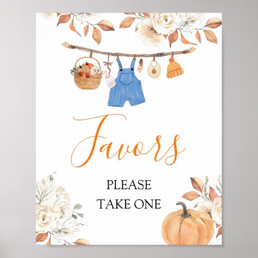 Jongenskleding Pompoen Herfst Baby shower Favors Poster (Voorkant)