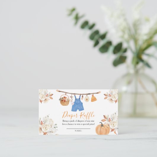 Jongenskleding Pompoen Herfst Baby shower Luier Ra Informatiekaartje (Staand voorkant)