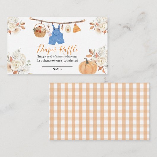 Jongenskleding Pompoen Herfst Baby shower Luier Ra Informatiekaartje (Voorkant / Achterkant)