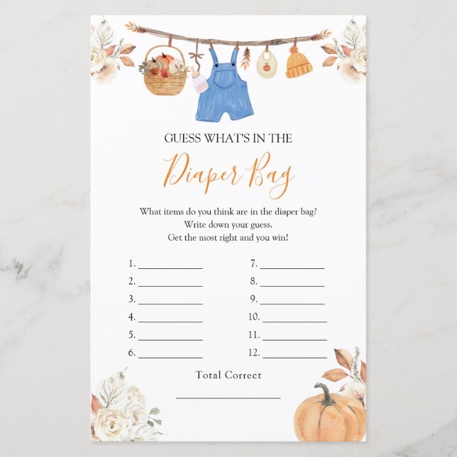 Jongenskleding Pompoen Herfst Wat zit er in Luiert (Voorkant)