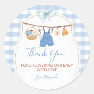 Jongenskleren Pompoen Herfst Baby Shower Bedankt Ronde Sticker