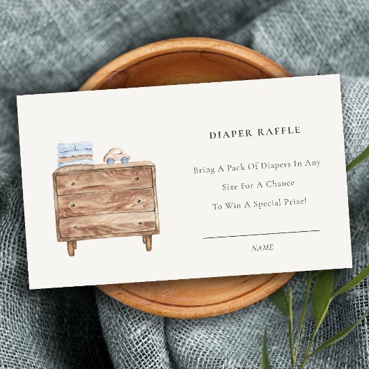 Jongenskwekerij Essential Diaper Raffle Baby showe Informatiekaartje