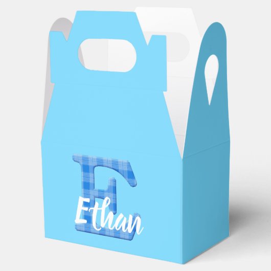 Jongensnaam Aangepaste geplakte letter E Aangepast Bedankdoosjes (Geopend)