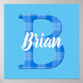 Jongensnaam Aangepaste geruite letter B Poster (Voorkant)