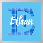 Jongensnaam Aangepaste geruite letter E Poster (Voorkant)
