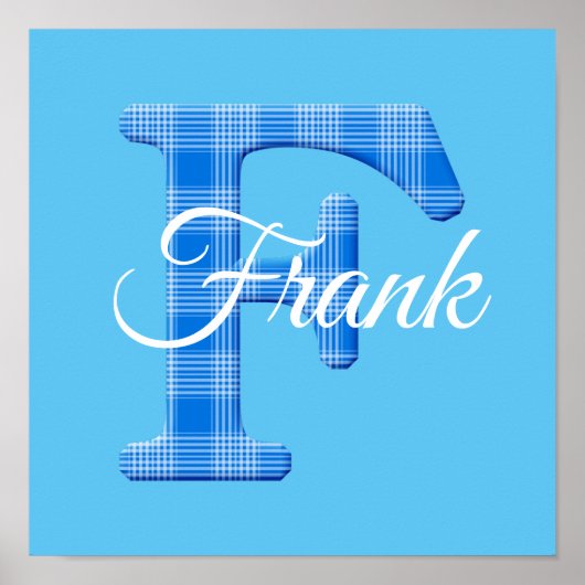 Jongensnaam Aangepaste geruite letter F Poster (Voorkant)