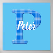 Jongensnaam Aangepaste geruite letter P Poster (Voorkant)
