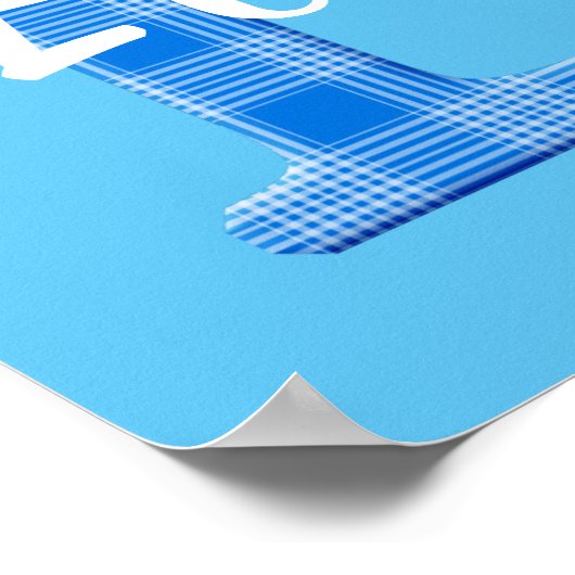 Jongensnaam Aangepaste Plaid Letter E Poster (Hoek)