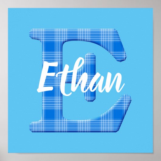 Jongensnaam Aangepaste Plaid Letter E Poster (Voorkant)