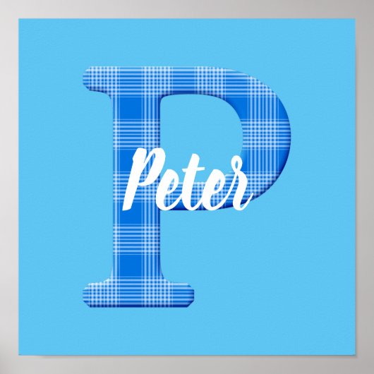 Jongensnaam Aangepaste Plaid Letter P Poster (Voorkant)