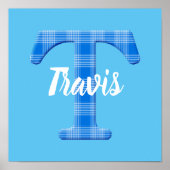 Jongensnaam aangepaste plaid letter T Poster (Voorkant)