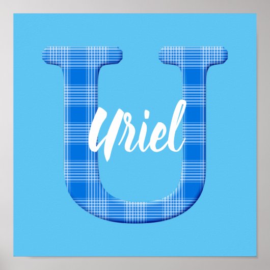 Jongensnaam Aangepaste Plaid Letter U Poster (Voorkant)