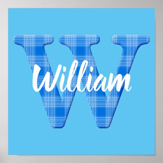 Jongensnaam Aangepaste Plaid Letter W Poster (Voorkant)