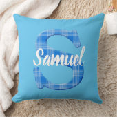 Jongensnaam Aangepaste Schotse Streep Letter S Kussen (Deken)