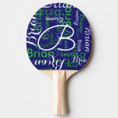 Jongensnaam Cool Lettertype Blauw Tafeltennisbatje (Voorkant)
