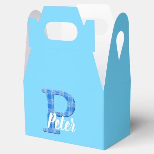 Jongensnaam Custom Plakken Letter P Custom Blue Bedankdoosjes (Geopend)