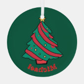 jongensnaam | Groene kerstboom Glas Ornament (Achterkant)