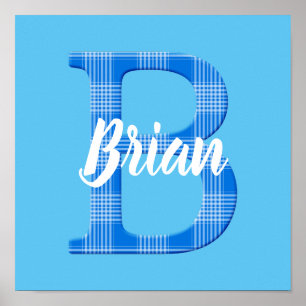 Jongensnaam op maat geruite letter B Poster