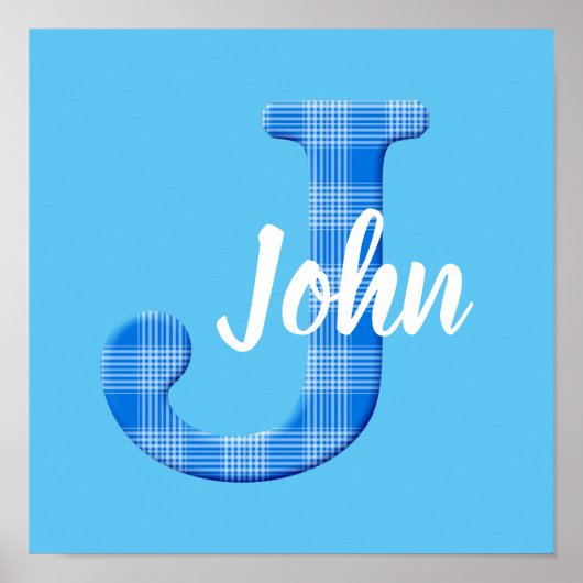 Jongensnaam op maat geruite letter J Poster (Voorkant)