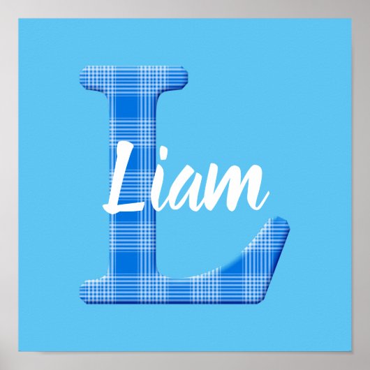 Jongensnaam op maat geruite letter L Poster (Voorkant)