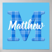 Jongensnaam op maat geruite letter M Poster (Voorkant)