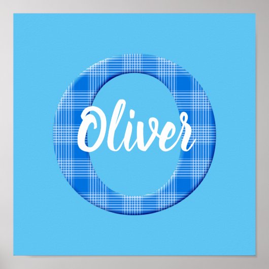 Jongensnaam op maat geruite letter O Poster (Voorkant)