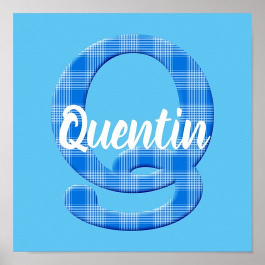 Jongensnaam op maat geruite letter Q Poster (Voorkant)