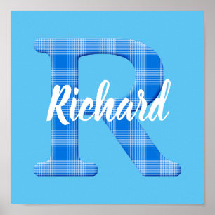 Jongensnaam op maat geruite letter R Poster