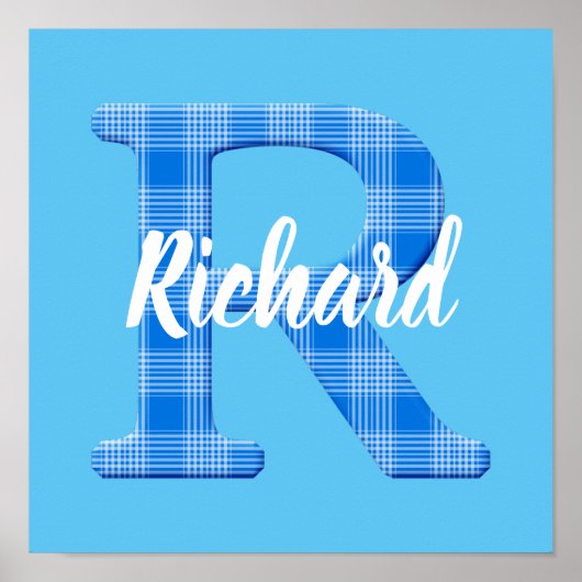 Jongensnaam op maat geruite letter R Poster (Voorkant)