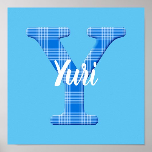 Jongensnaam op maat geruite letter Y Poster (Voorkant)