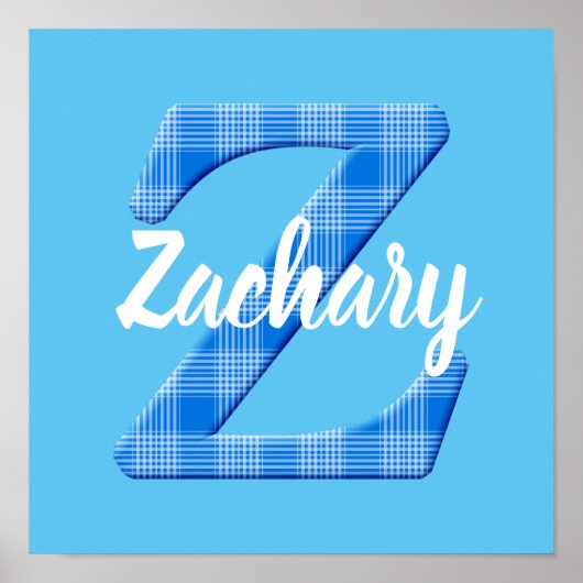 Jongensnaam op maat geruite letter Z Poster (Voorkant)