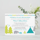 Jongensparen baby shower | Nordic beren bomen ster Kaart (Staand voorkant)