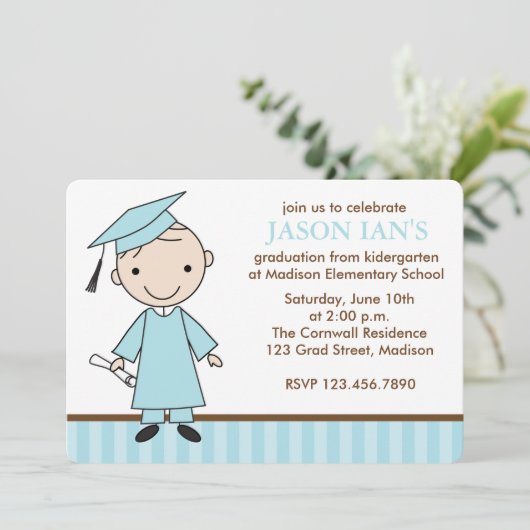 Jongensschool afstudeerfeest kaart (Staand voorkant)