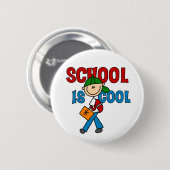 Jongensschool is cool ronde button 5,7 cm (Voorkant /achterkant)