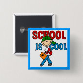 Jongensschool is cool vierkante button 5,1 cm (Voorkant /achterkant)