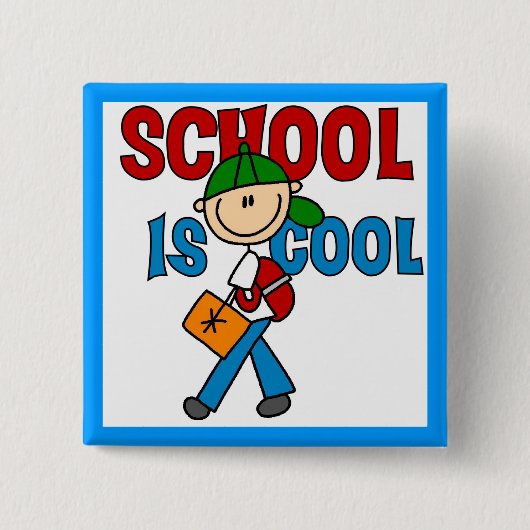 Jongensschool is cool vierkante button 5,1 cm (Voorkant)