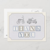 Jongensverjaardag bedankkaart, speelgoed-kaart briefkaart (Voorkant / Achterkant)