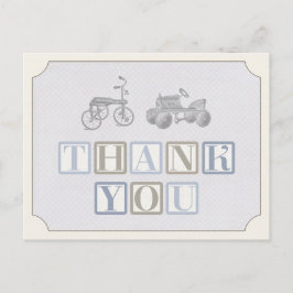 Jongensverjaardag bedankkaart,  speelgoed-kaart briefkaart