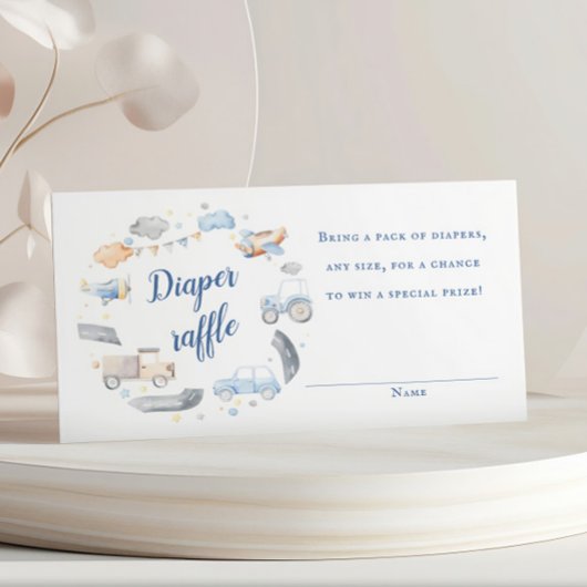 Jongensvervoer Auto's Baby shower Raffle Ticket Informatiekaartje