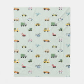 Jongenswagen, voertuigpatroon fleece deken (Voorkant)