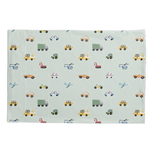 Jongenswagen, voertuigpatroon kussensloop (Achterkant)