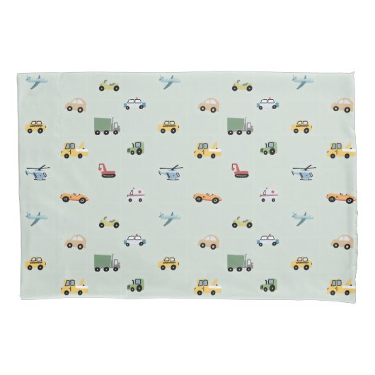 Jongenswagen, voertuigpatroon kussensloop (Voorkant)