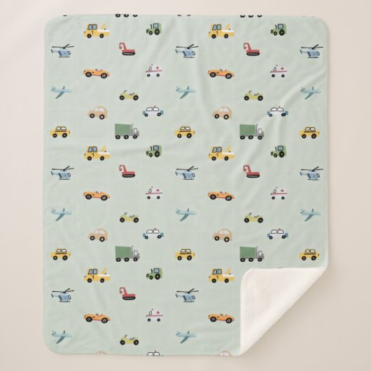 Jongenswagen, voertuigpatroon sherpa deken (Voorkant)