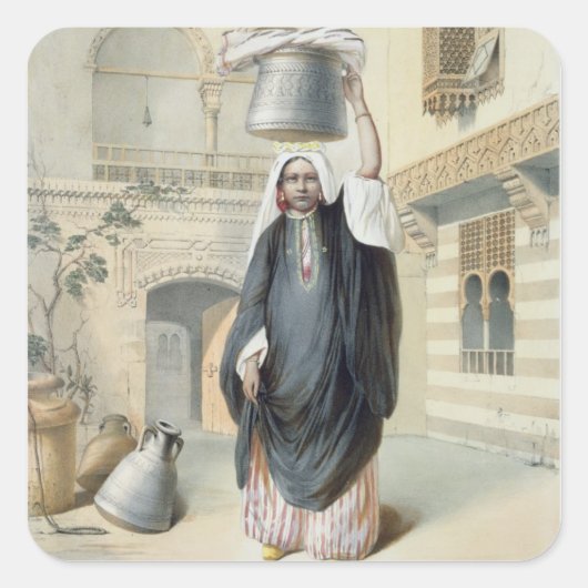 Jongeren Arabisch meisje dat terugkeert uit de Ham Vierkante Sticker (Voorkant)