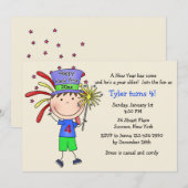 Jongeren nieuwjaar/uitnodiging van de verjaardag kaart (Voorkant / Achterkant)