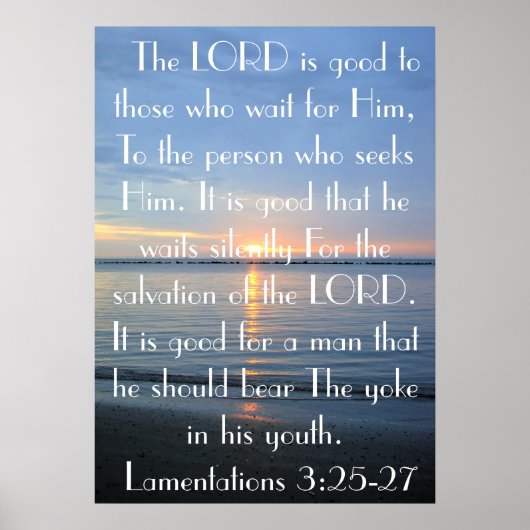 Jongerenbijbel Verse Lamentations 3:25-27 Poster (Voorkant)