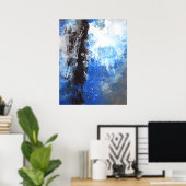 'Jongerenblauw' en grijs Abstract Poster (Thuiskantoor)