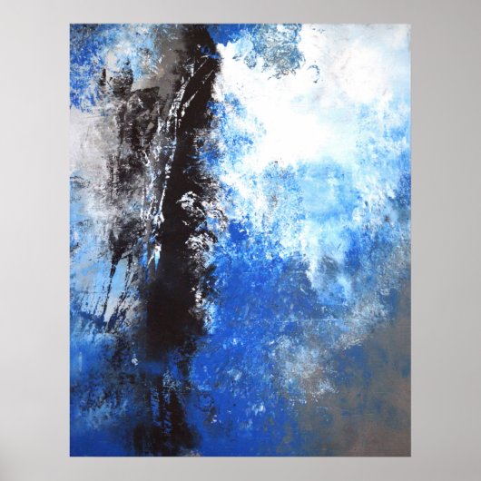 'Jongerenblauw' en grijs Abstract Poster (Voorkant)
